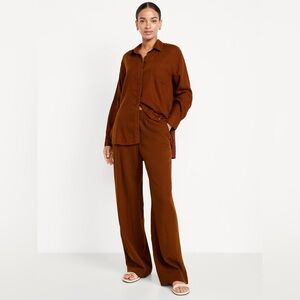 Old Navy “Precious Earth” Women's Linen Brown Pants & Top Set